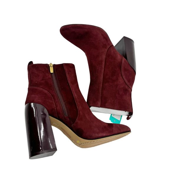VINCE CAMUTO Enverna Almond-Toe Block Heeled Burgundy Suede Boots size 7.5 NWIB - Picture 13 of 14